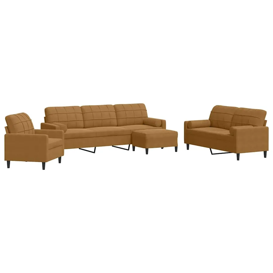 Ensemble de canapés 4 pcs avec coussins et traversins velours - 2