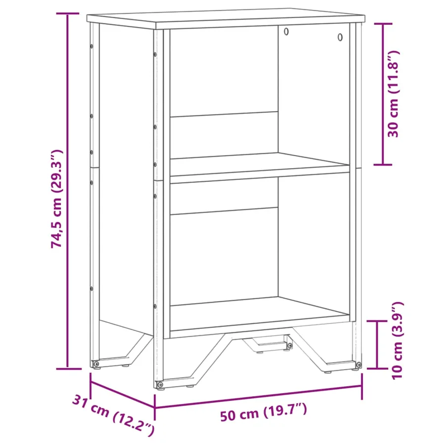 Bibliothèque chêne marron 50x31x74,5 cm bois d'ingénierie - 9