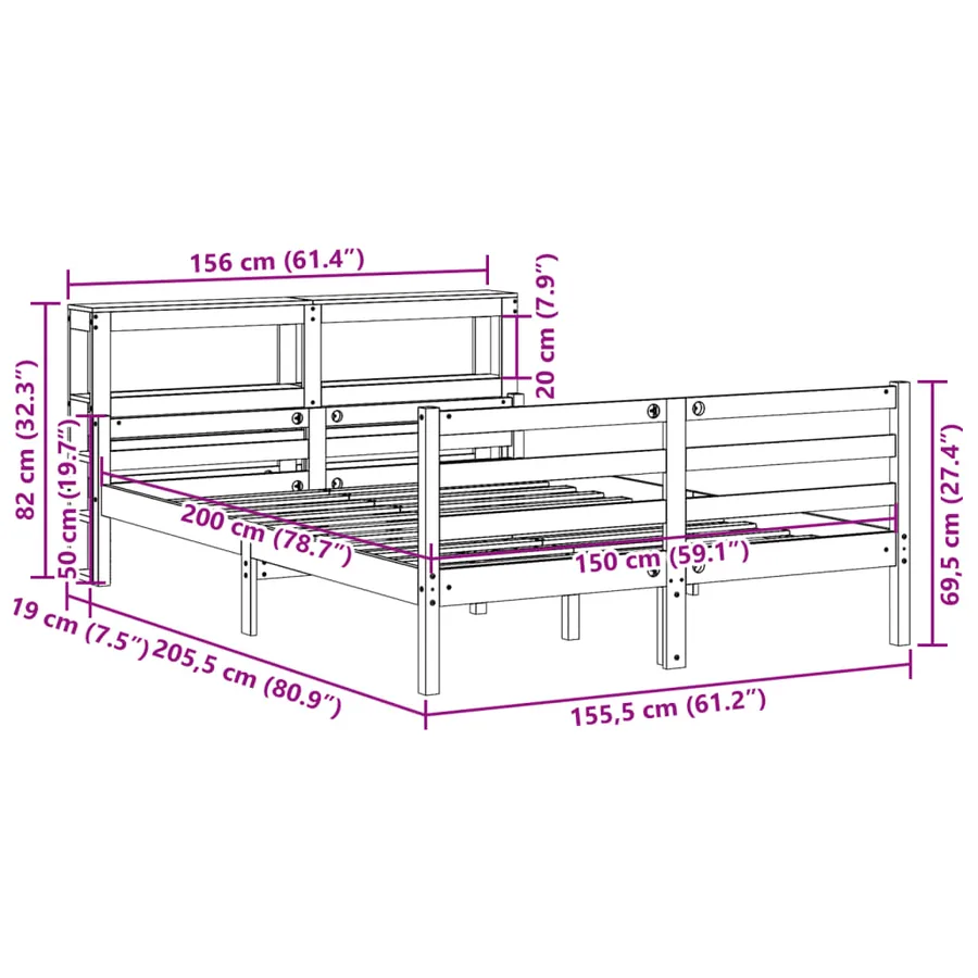 Cadre de lit avec tête de lit sans matelas 150x200 cm - 11