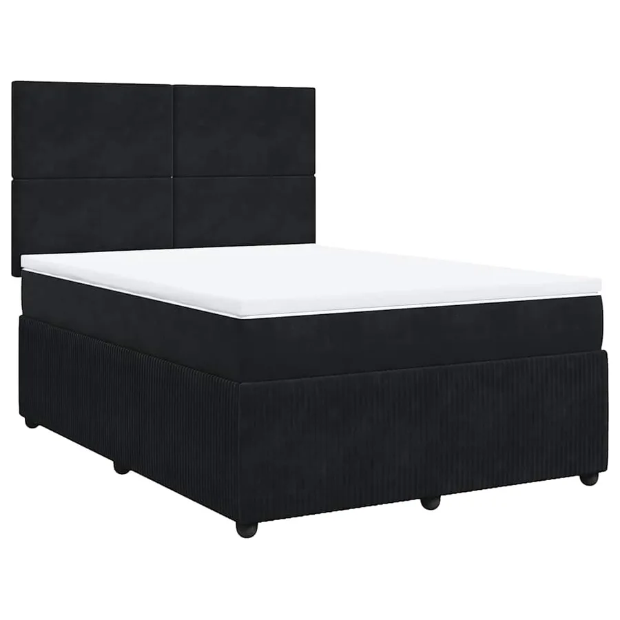 Sommier à lattes de lit avec matelas Noir 140x200 cm Velours - 2