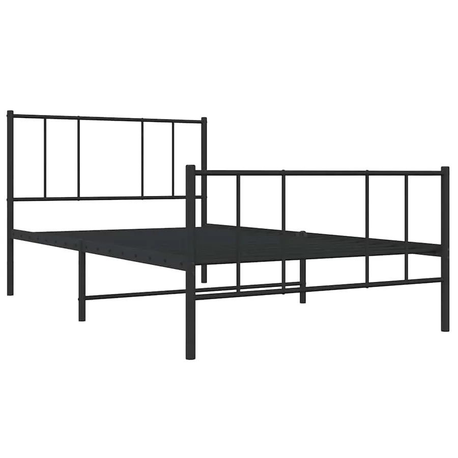 Cadre de lit métal sans matelas avec pied de lit noir 75x190 cm - 3