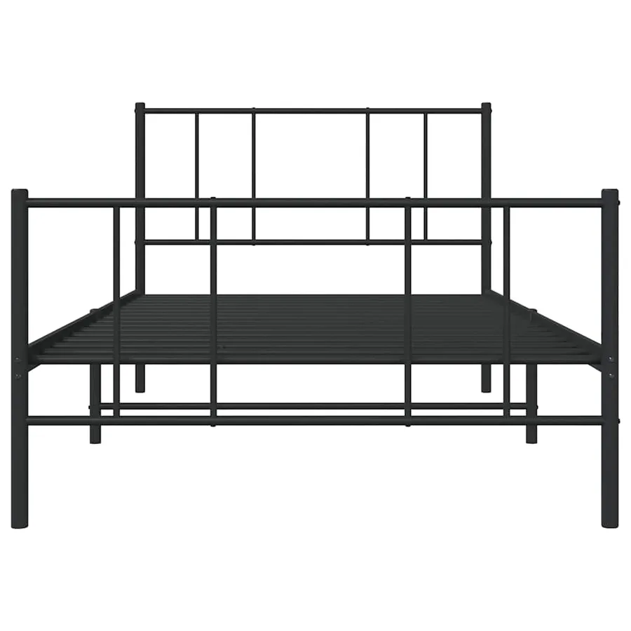 Cadre de lit métal sans matelas avec pied de lit noir 75x190 cm - 6