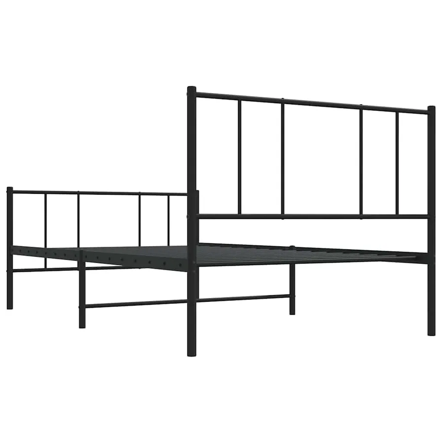 Cadre de lit métal sans matelas avec pied de lit noir 75x190 cm - 8