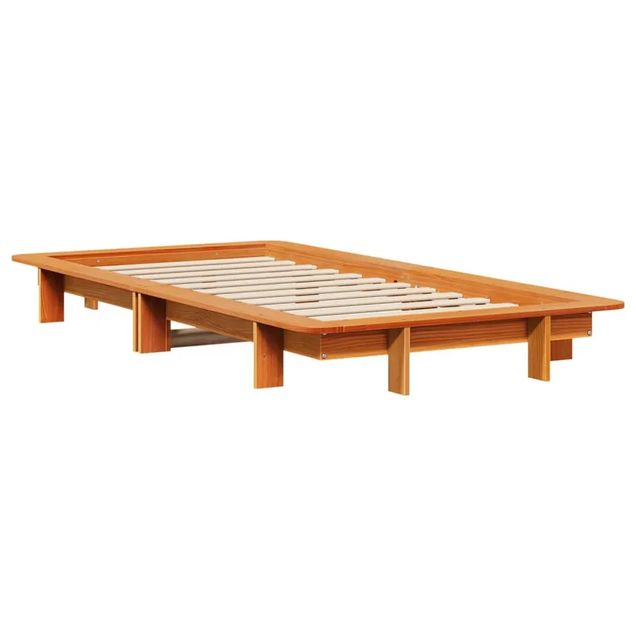 Cadre de lit sans matelas cire marron 100x200cm bois pin massif - 6