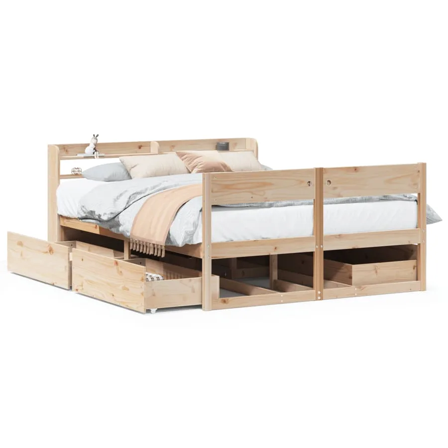Cadre de lit sans matelas 160x200 cm bois massif de pin - 2