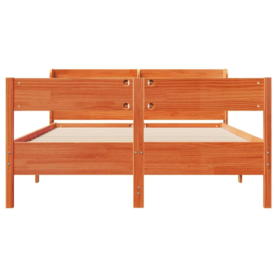 Cadre de lit sans matelas cire marron 135x190cm bois pin massif - 4