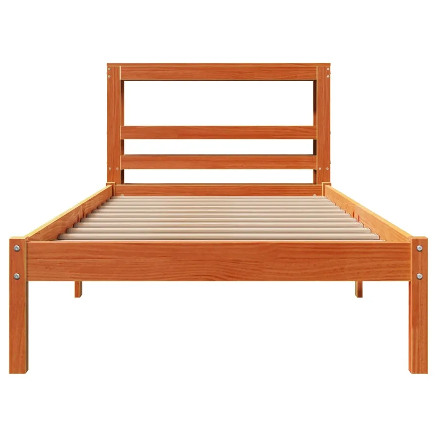 Cadre de lit et tête de lit sans matelas cire marron 100x200 cm - 4
