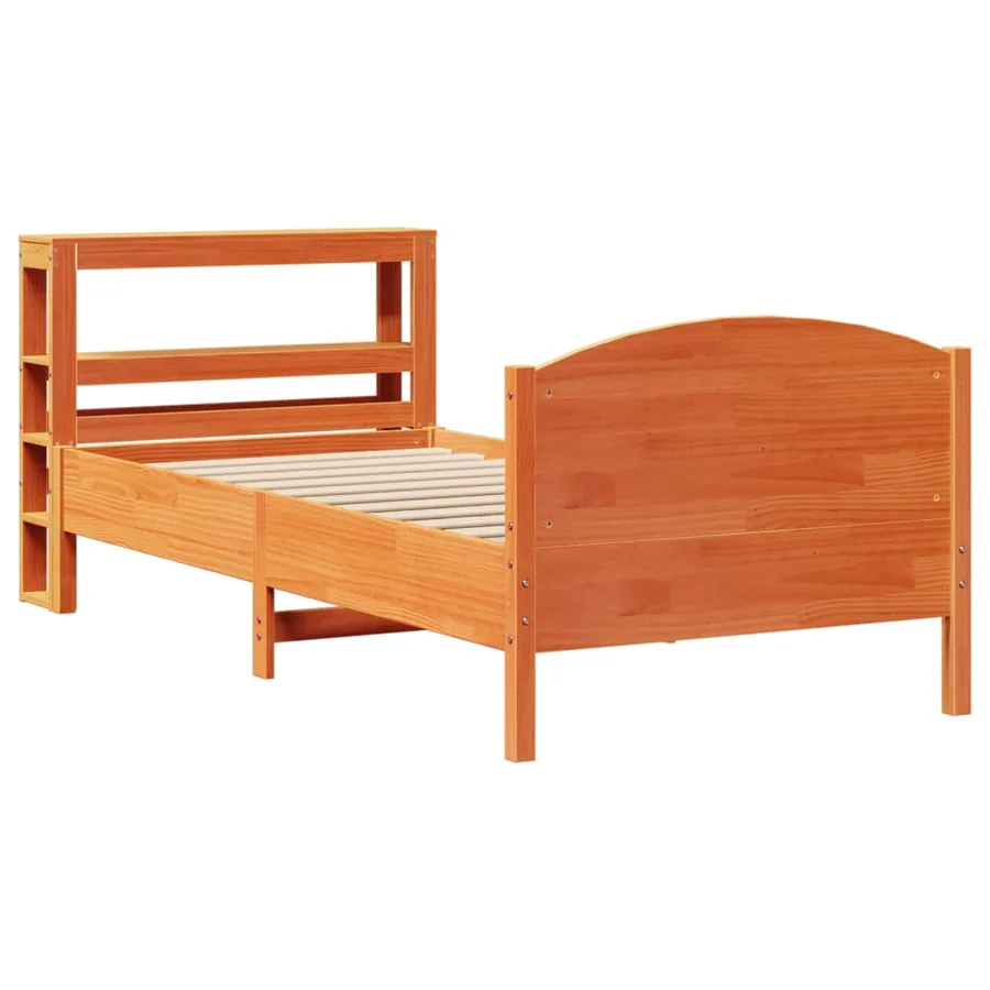 Cadre de lit sans matelas cire marron 100x200cm bois pin massif - 3