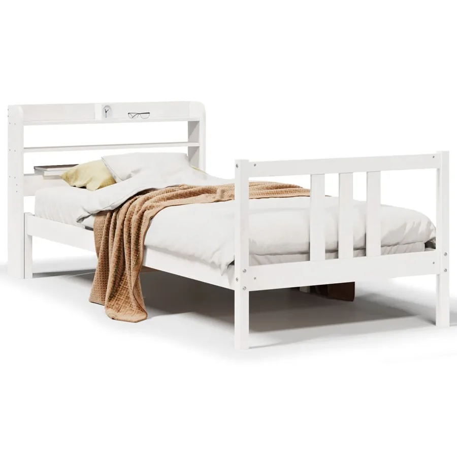 Cadre de lit avec tête de lit sans matelas blanc 90x200 cm - 2