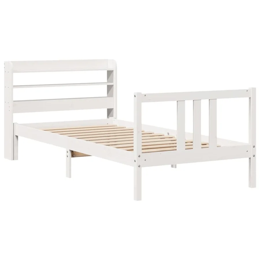Cadre de lit avec tête de lit sans matelas blanc 90x200 cm - 3