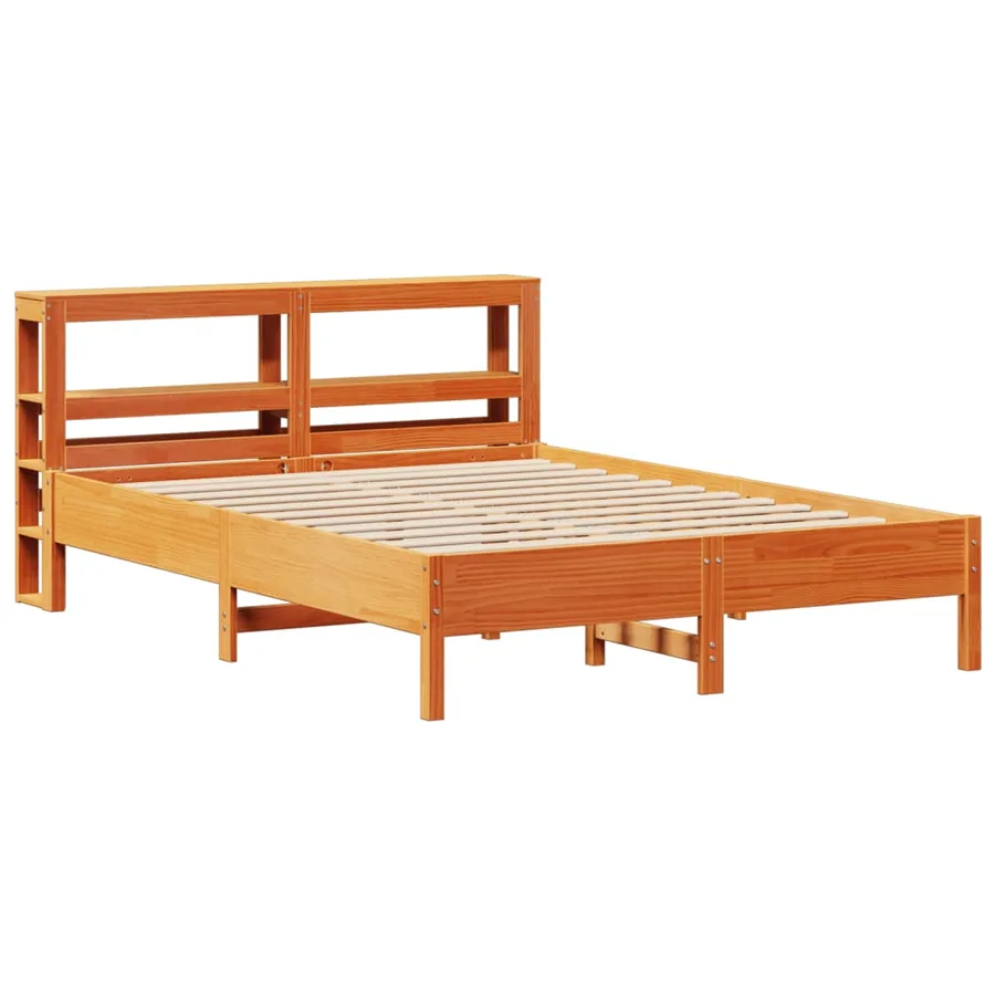 Cadre de lit sans matelas cire marron 150x200cm bois pin massif - 3