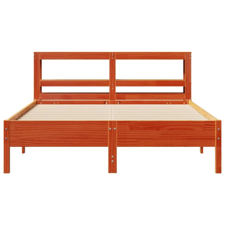 Cadre de lit sans matelas cire marron 150x200cm bois pin massif - 4