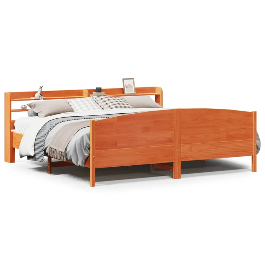 Cadre de lit sans matelas cire marron 180x200cm bois pin massif - 2