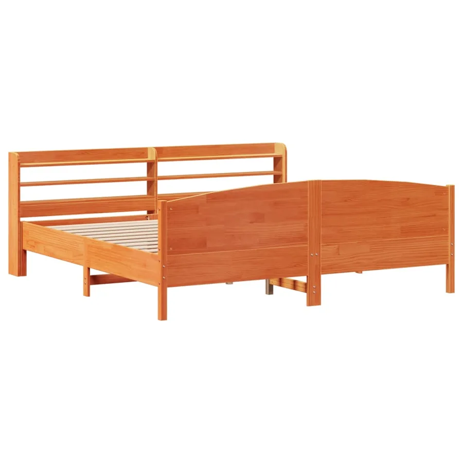 Cadre de lit sans matelas cire marron 180x200cm bois pin massif - 3