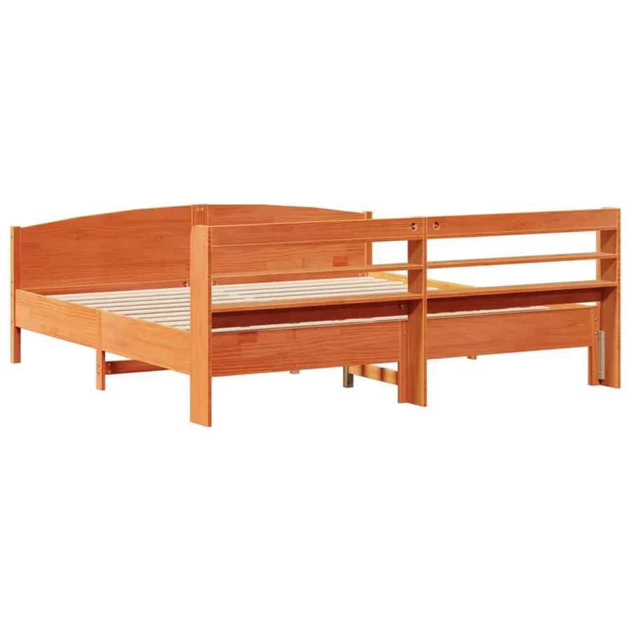 Cadre de lit sans matelas cire marron 180x200cm bois pin massif - 6