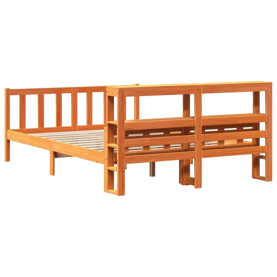 Cadre de lit et tête de lit sans matelas cire marron 160x200 cm - 6