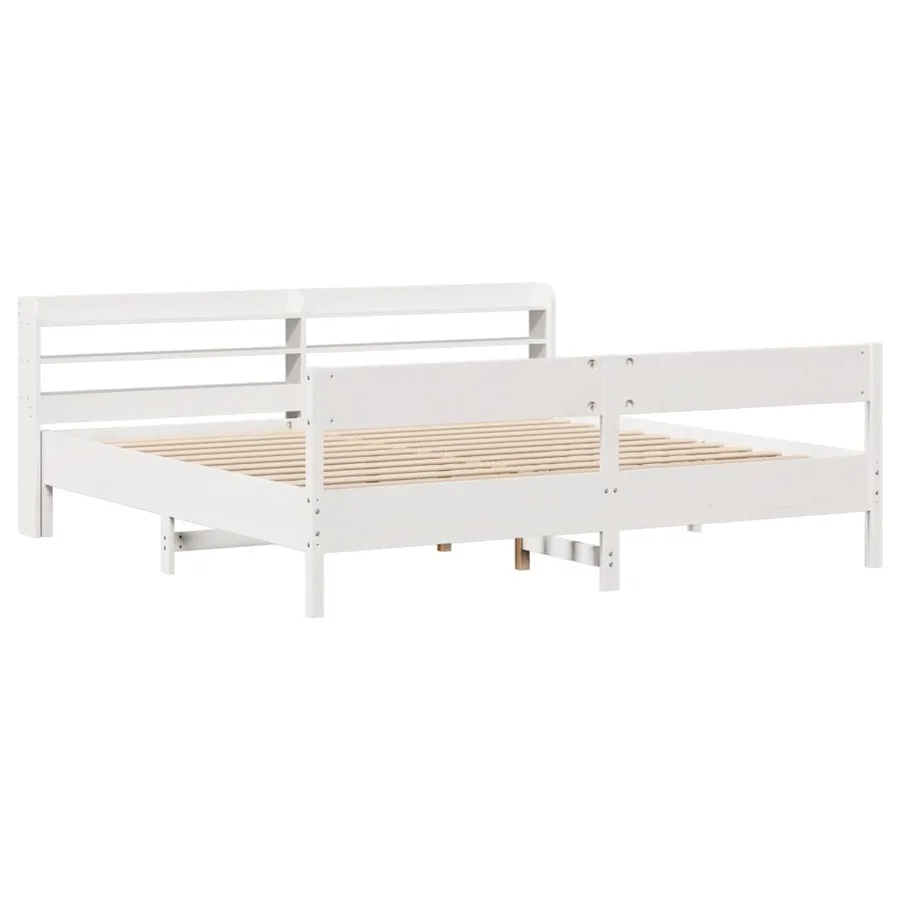 Cadre de lit sans matelas blanc 180x200 cm bois massif de pin - 3