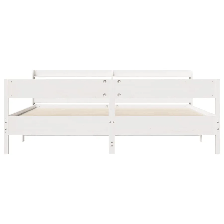 Cadre de lit sans matelas blanc 180x200 cm bois massif de pin - 4