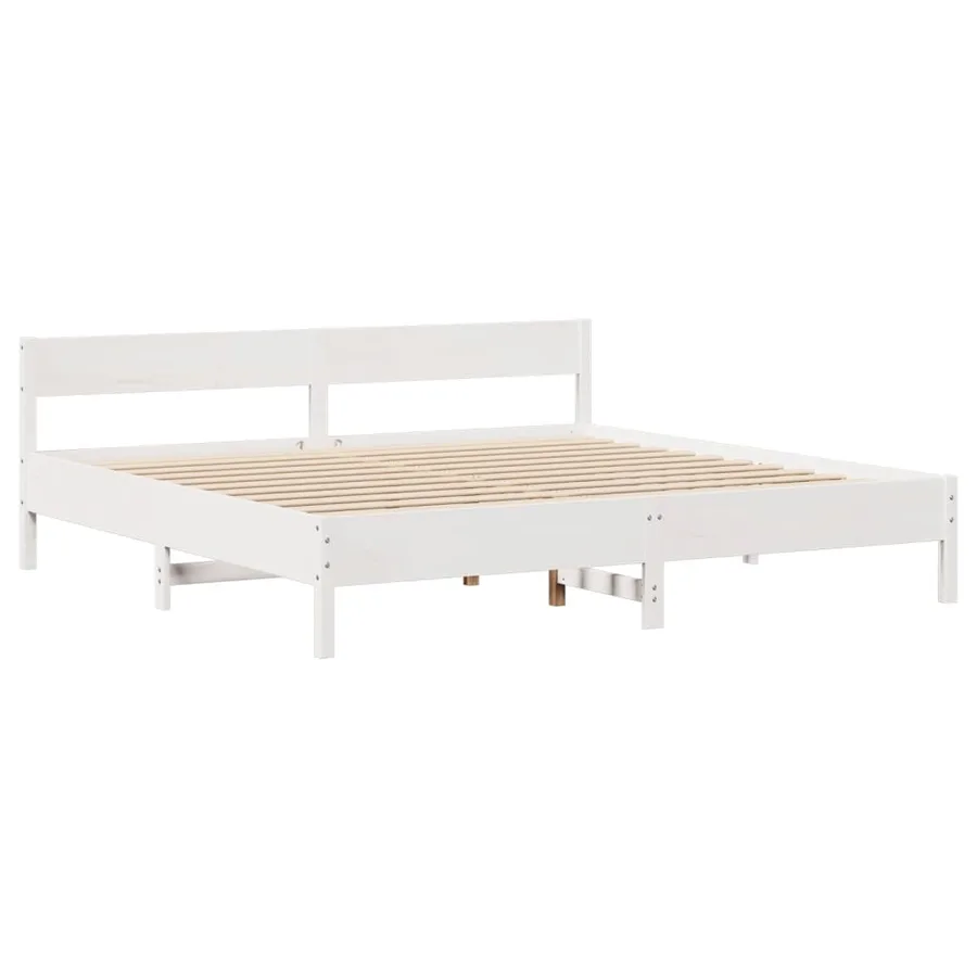 Cadre de lit sans matelas blanc 180x200 cm bois massif de pin - 7