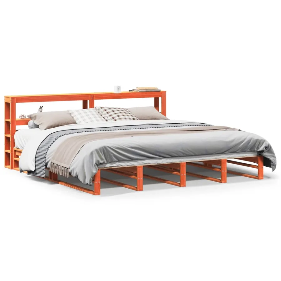 Cadre de lit sans matelas cire marron 180x200cm bois pin massif - 2