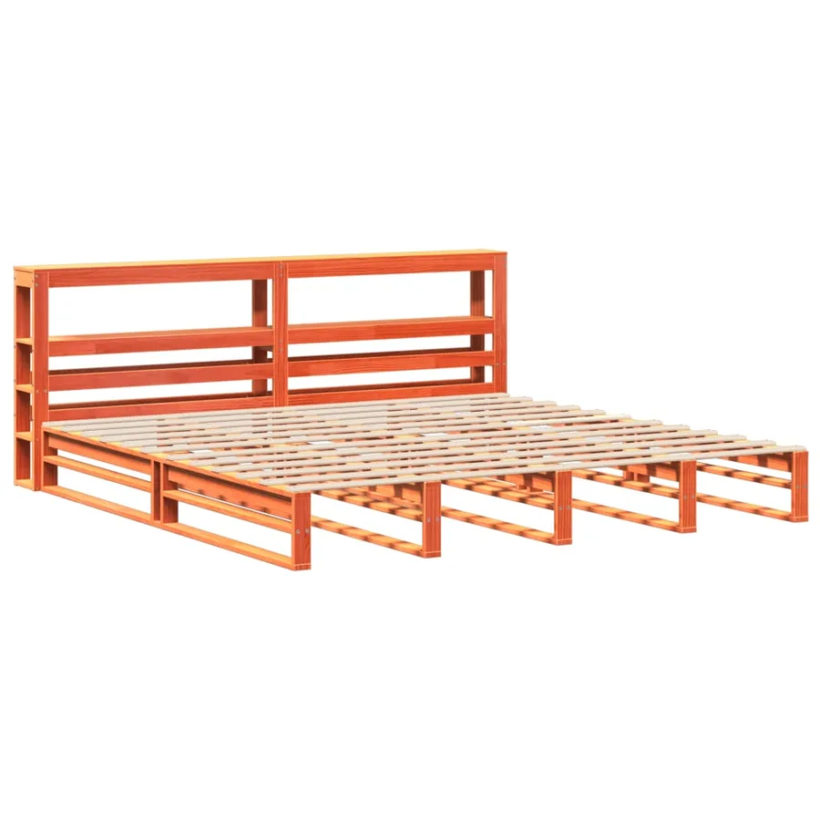 Cadre de lit sans matelas cire marron 180x200cm bois pin massif - 3
