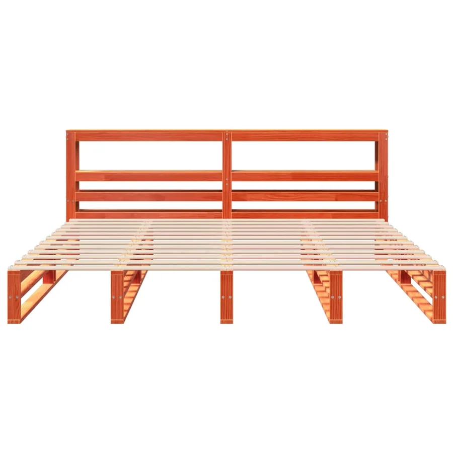 Cadre de lit sans matelas cire marron 180x200cm bois pin massif - 4