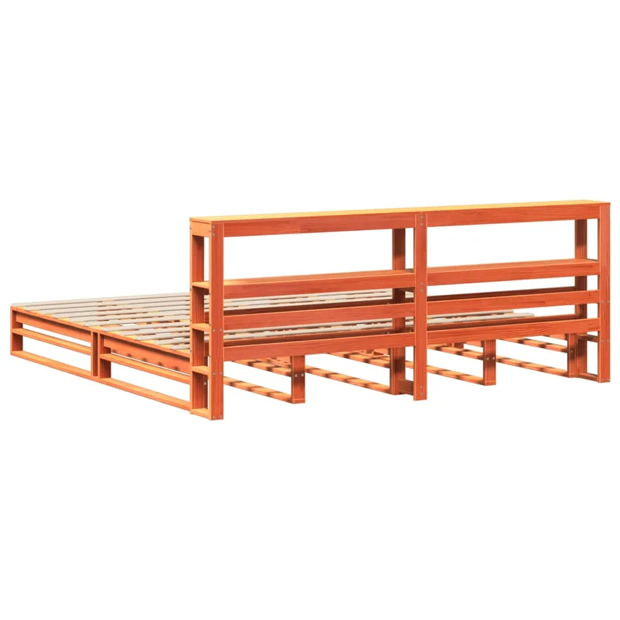 Cadre de lit sans matelas cire marron 180x200cm bois pin massif - 9