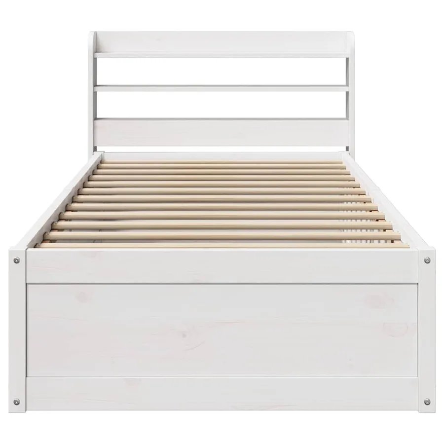 Cadre de lit avec tête de lit blanc 90x200cm bois de pin massif - 4
