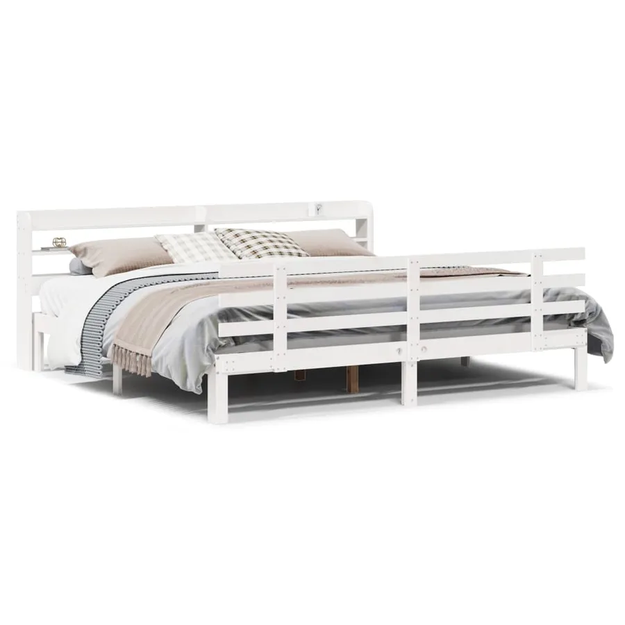 Cadre de lit avec tête de lit sans matelas blanc 180x200 cm - 2