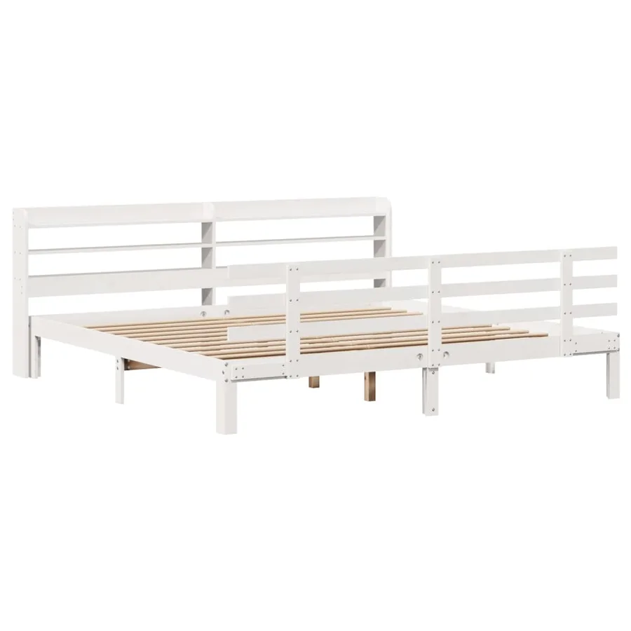 Cadre de lit avec tête de lit sans matelas blanc 180x200 cm - 3