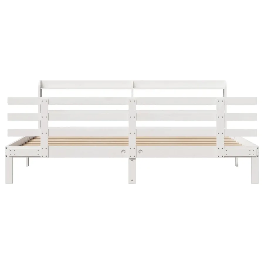 Cadre de lit avec tête de lit sans matelas blanc 180x200 cm - 4