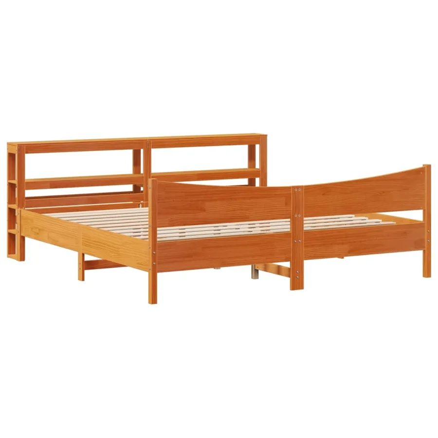 Cadre de lit et tête de lit cire marron 180x200 cm bois de pin - 2
