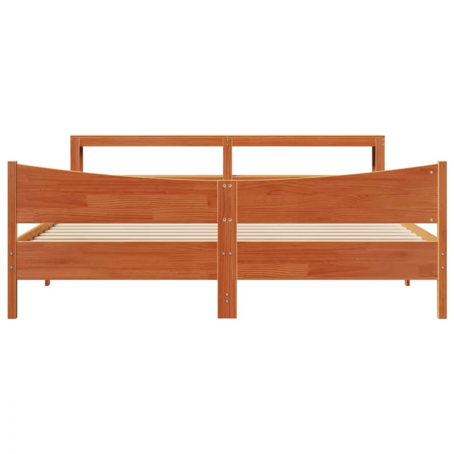 Cadre de lit et tête de lit cire marron 180x200 cm bois de pin - 4