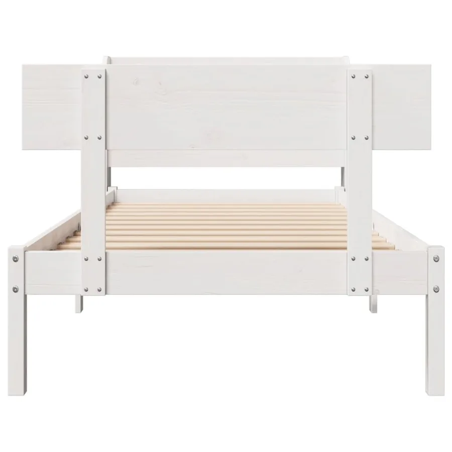 Cadre de lit sans matelas blanc 90x200 cm bois de pin massif - 4