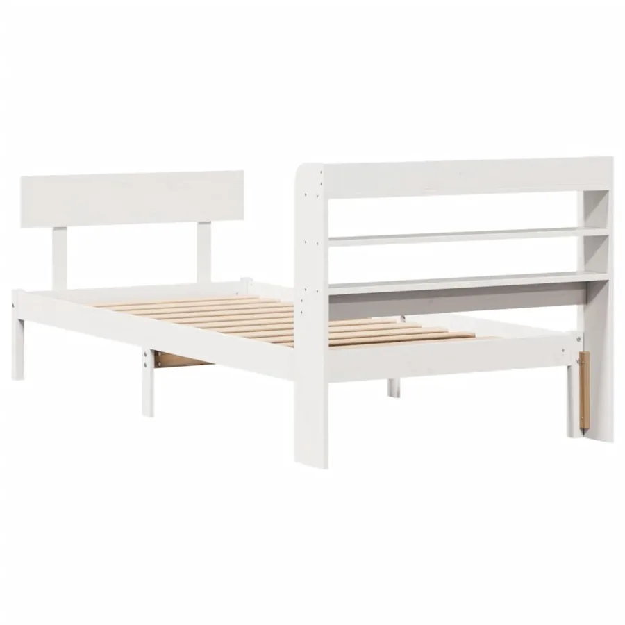 Cadre de lit sans matelas blanc 90x200 cm bois de pin massif - 6