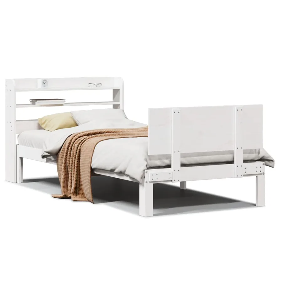 Cadre de lit avec tête de lit sans matelas blanc 90x200 cm - 2