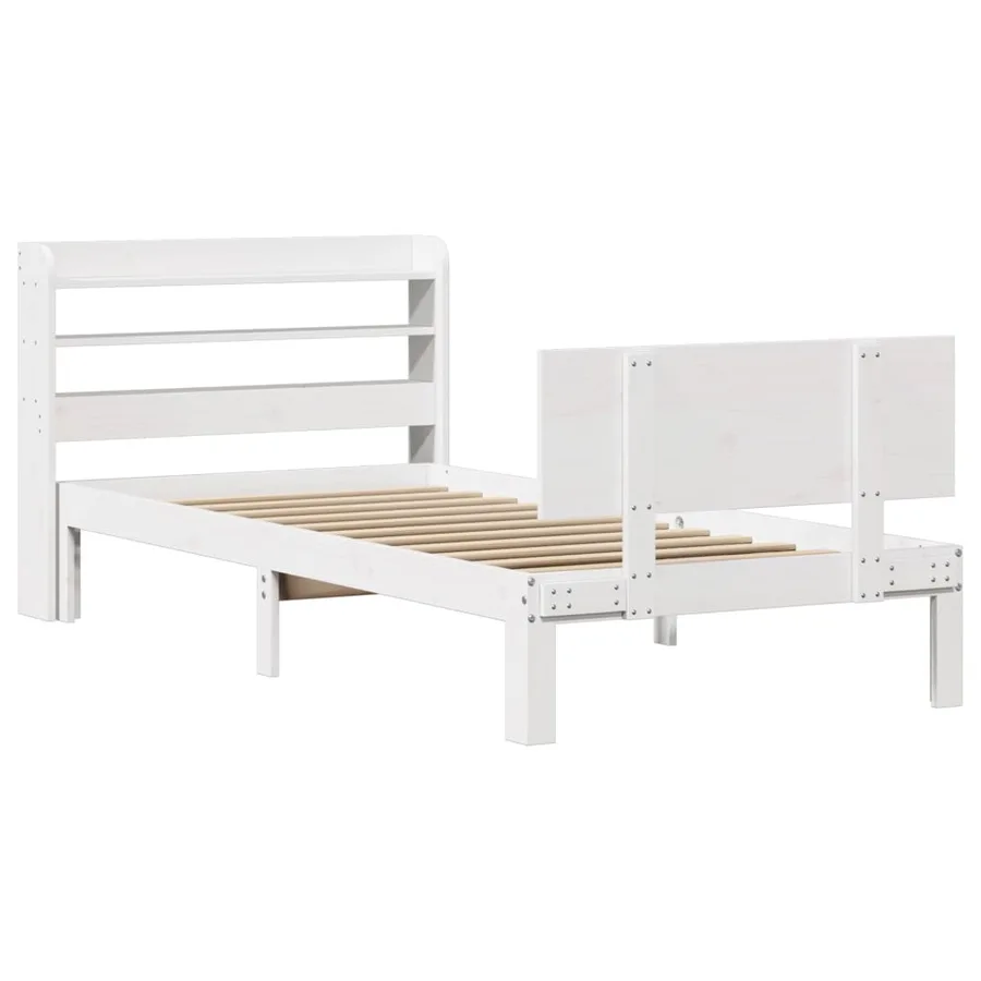 Cadre de lit avec tête de lit sans matelas blanc 90x200 cm - 3