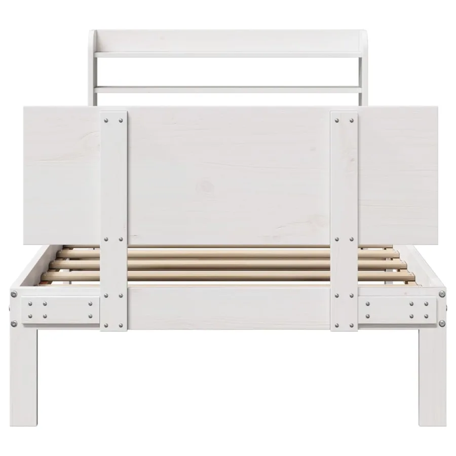 Cadre de lit avec tête de lit sans matelas blanc 90x200 cm - 4