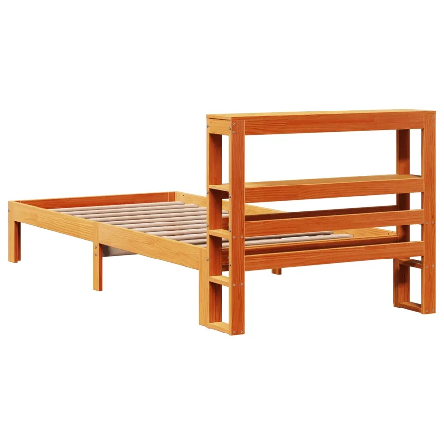 Cadre de lit sans matelas cire marron 75x190 cm bois pin massif - 8
