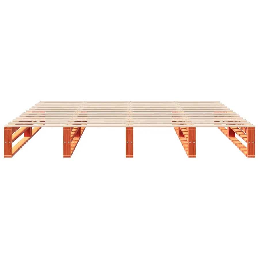 Cadre de lit sans matelas cire marron 200x200cm bois pin massif - 4