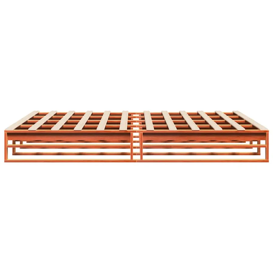 Cadre de lit sans matelas cire marron 200x200cm bois pin massif - 5