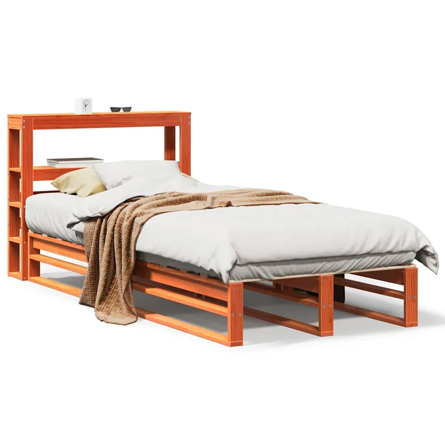 Cadre de lit sans matelas cire marron 75x190 cm bois pin massif - 2