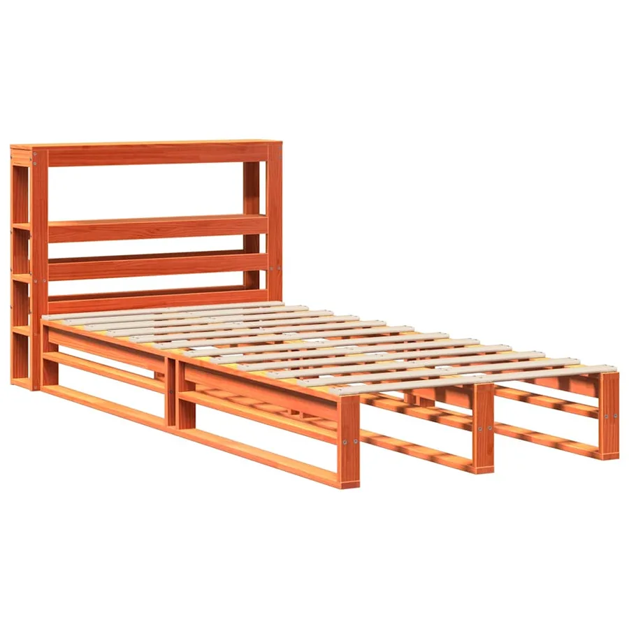 Cadre de lit sans matelas cire marron 75x190 cm bois pin massif - 3