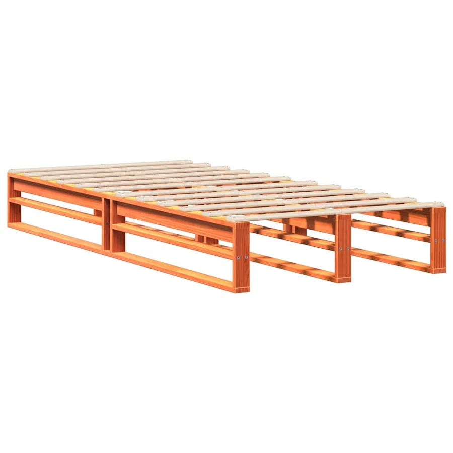 Cadre de lit sans matelas cire marron 75x190 cm bois pin massif - 5