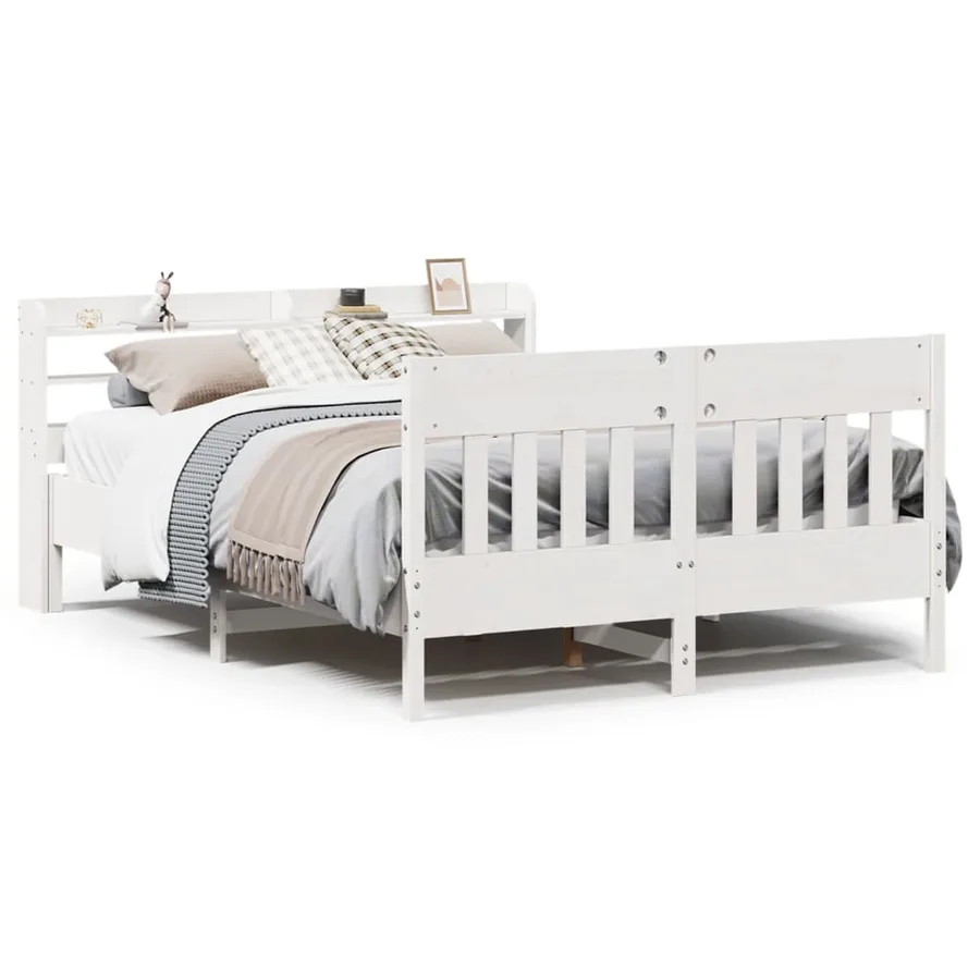 Cadre de lit sans matelas blanc 120x190 cm bois de pin massif - 2