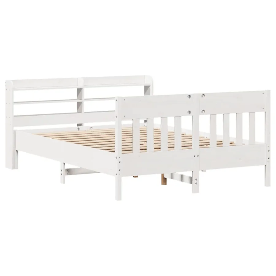 Cadre de lit sans matelas blanc 120x190 cm bois de pin massif - 3