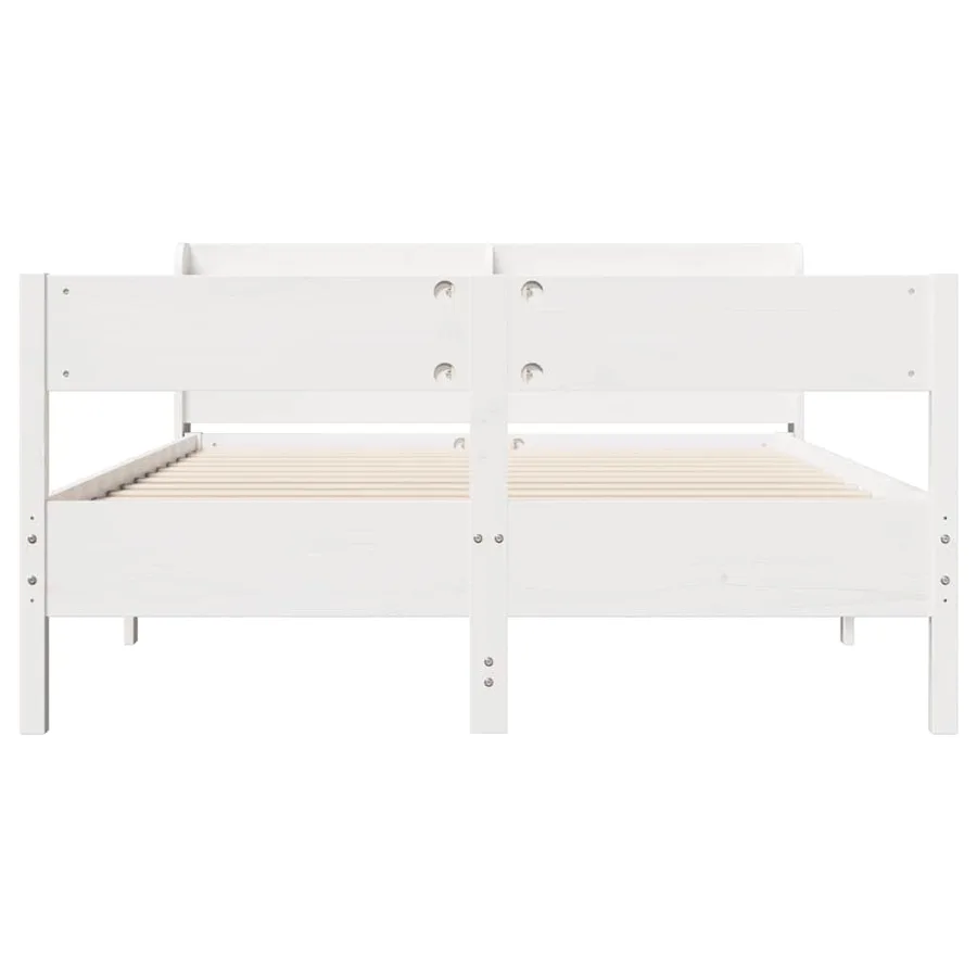 Cadre de lit sans matelas blanc 120x200 cm bois de pin massif - 4
