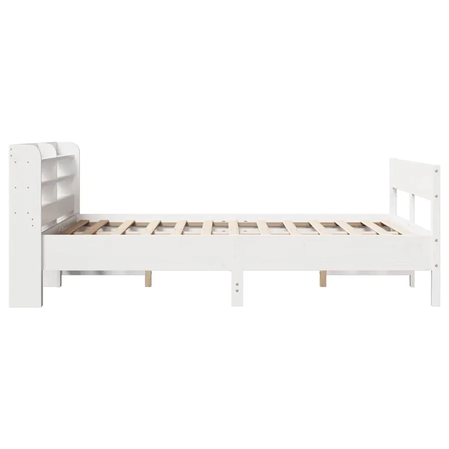 Cadre de lit sans matelas blanc 120x200 cm bois de pin massif - 5