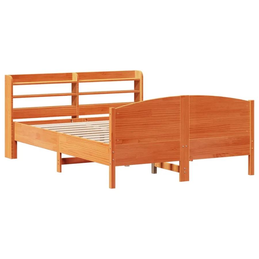 Cadre de lit sans matelas cire marron 120x200cm bois pin massif - 3