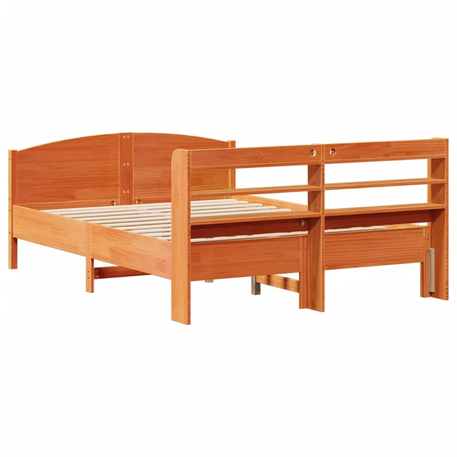 Cadre de lit sans matelas cire marron 120x200cm bois pin massif - 6